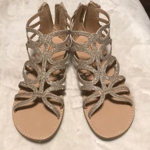 Girls Gold Glittery Gladiator Sandals